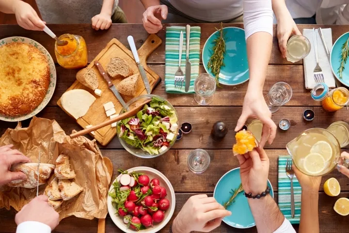 Family having dinner together